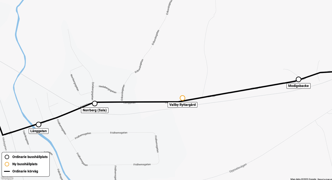 Karta som visar var h&aring;llplats Vallby Ryttarg&aring;rd &auml;r placerad.